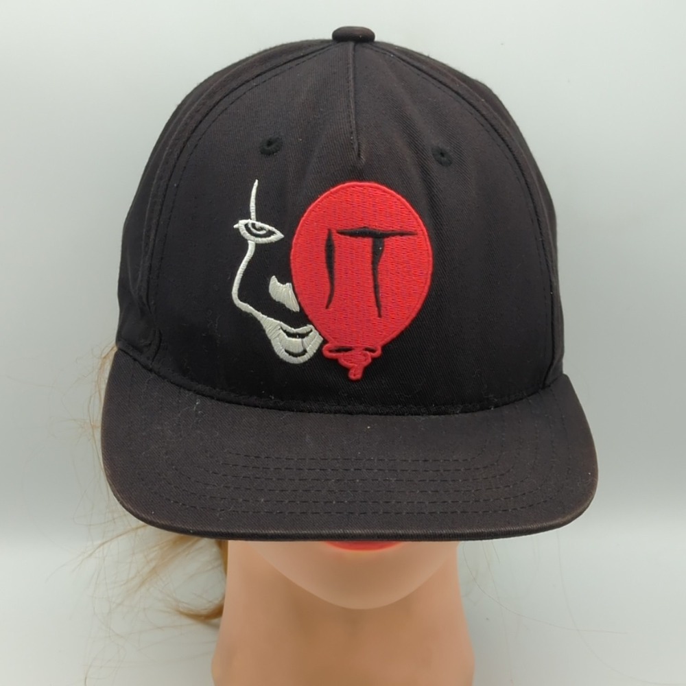 Pennywise IT Snapback Hat One Size Red Balloon Black Clown Movie Cap